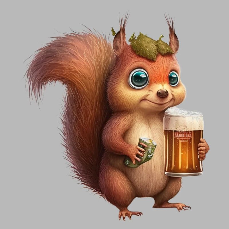 Süßes Eichhörnchen mit Bier
