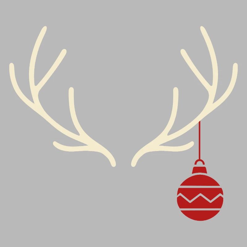 Geweih mit roter Weihnachtskugel – Yule Stil
