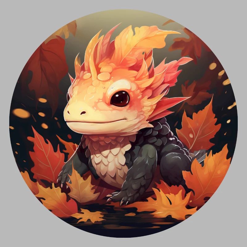 Axolotl dans le feuillage d’automne