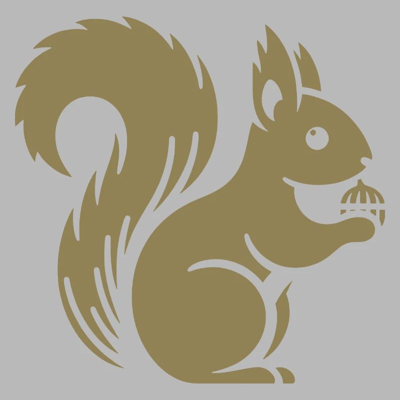 Minimalistische Eichhörnchen Silhouette mit Nuss