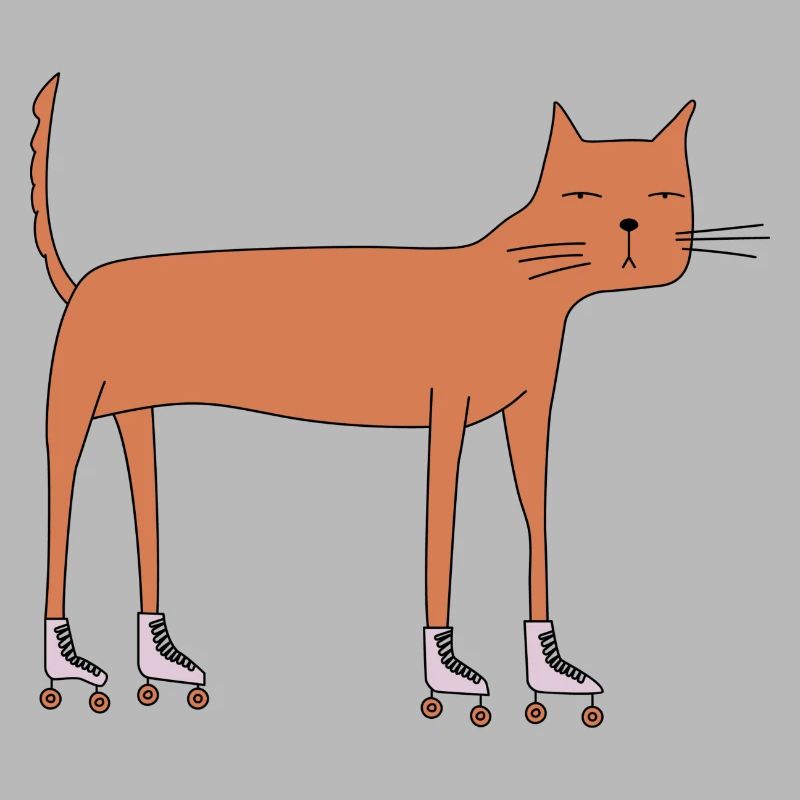 Chat sur roller quad