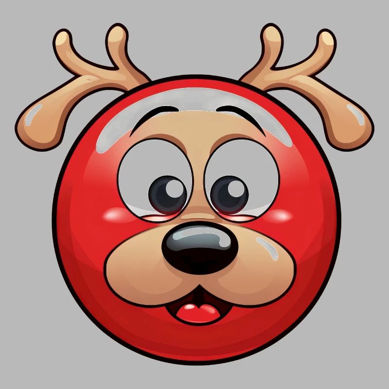 Rundes Rentier-Weihnachtskugel Comic Design
