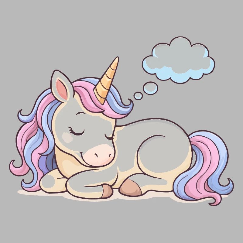 Sleeping unicorn with rainbow mane