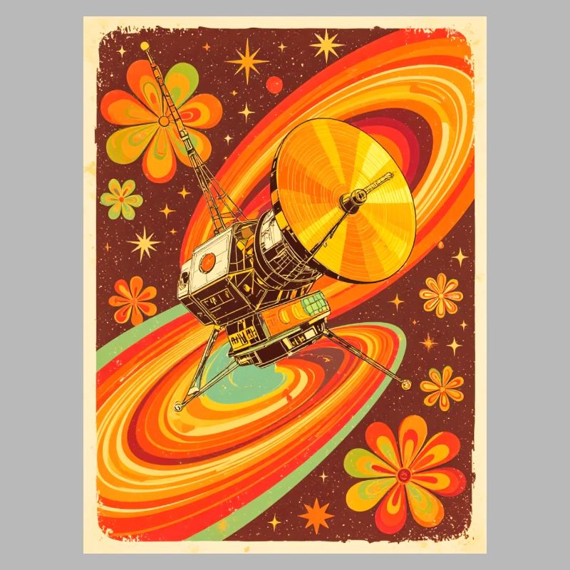 Psychedelic Space Probe in Retro Universe