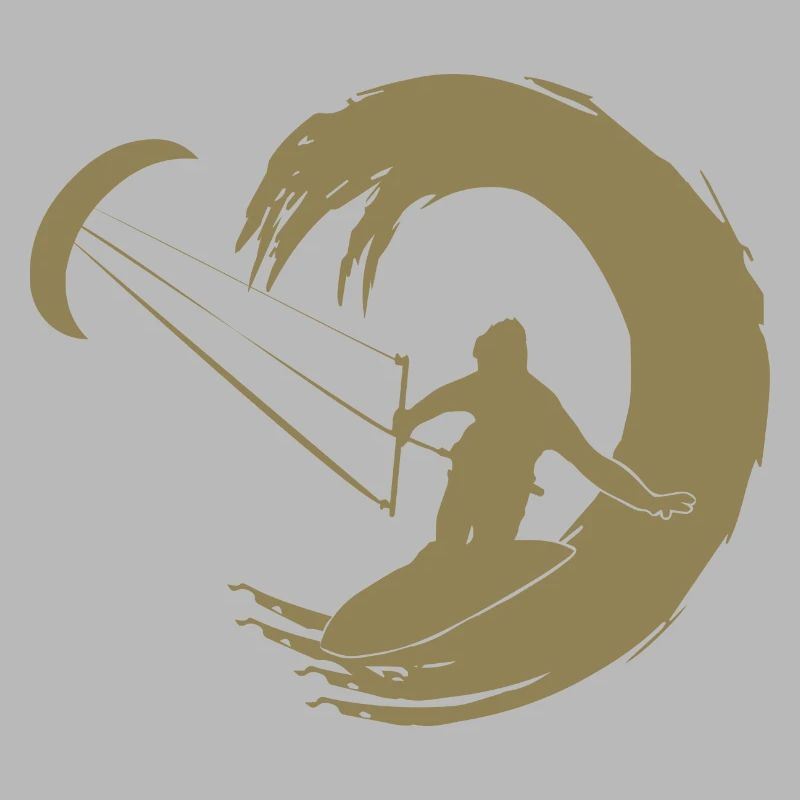 Kitesurfer Silhouette Aventure De Vagues Géantes