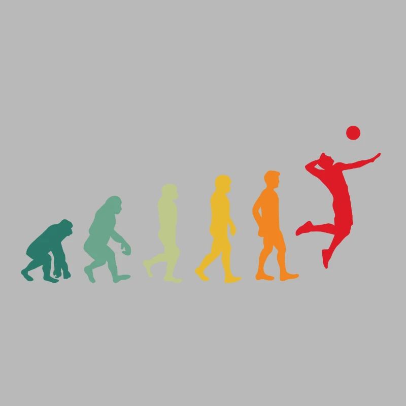 Volleyball Evolution Development Funny Retro