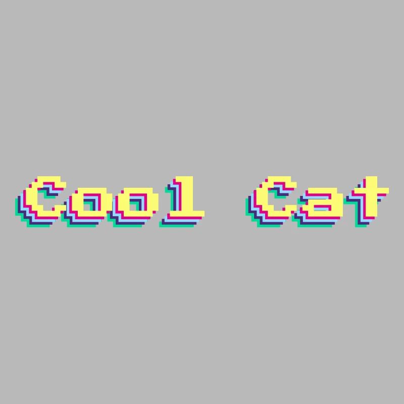 Cool Cat 90er Design Bunt 3D Pixel Art