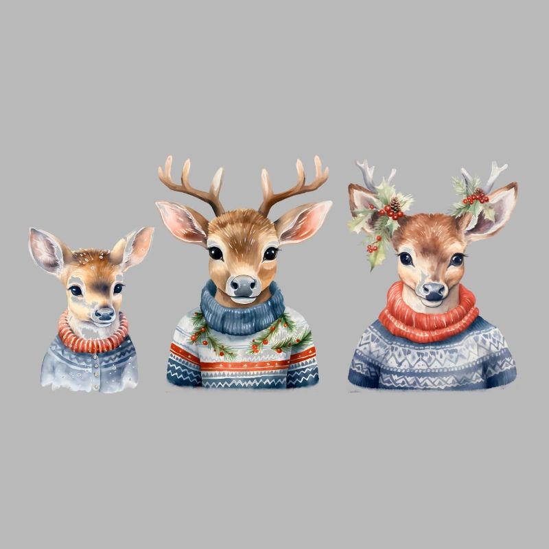 Winterhirsche Pullover-Trio