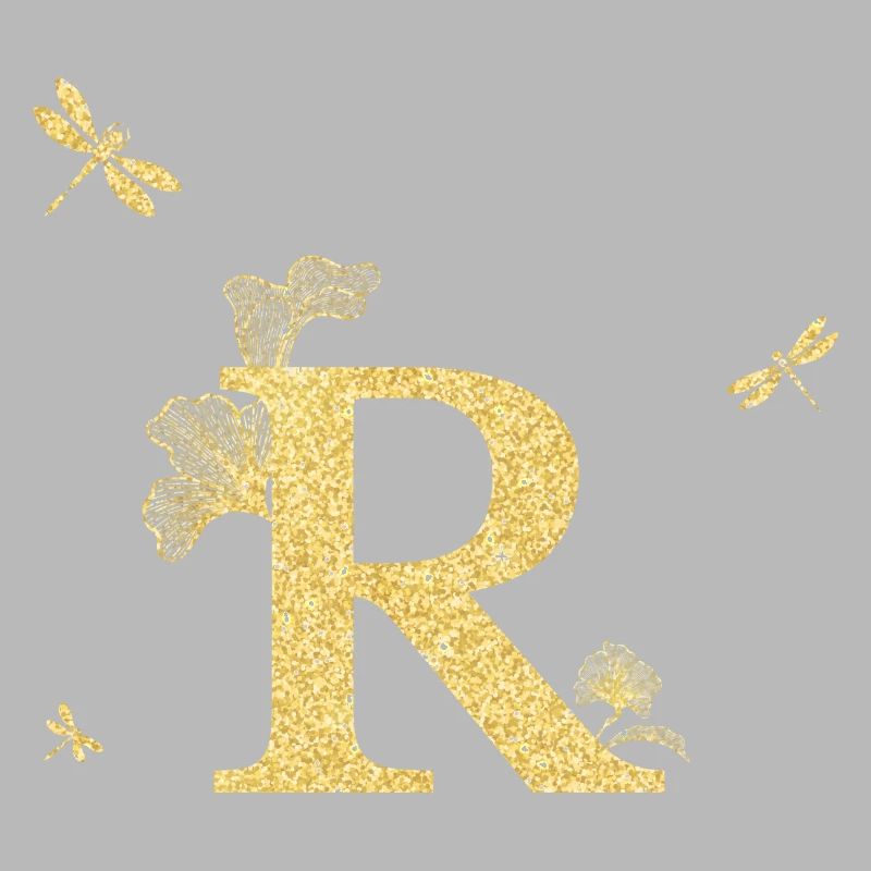 Lettre r paillettes doré libellule - idée cadeau