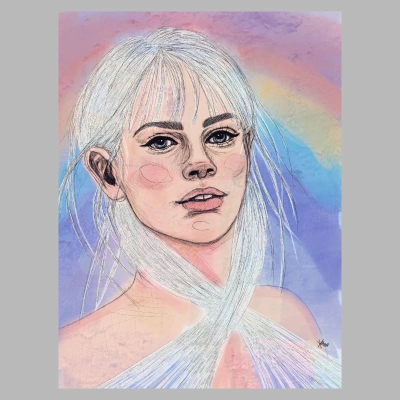 Frau mit Regenbogen