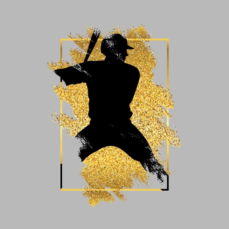 Baseball Baseball Player Gold Splash Grunge