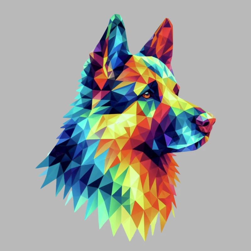 Modern geometric dog muzzle: German Shepherd wolf