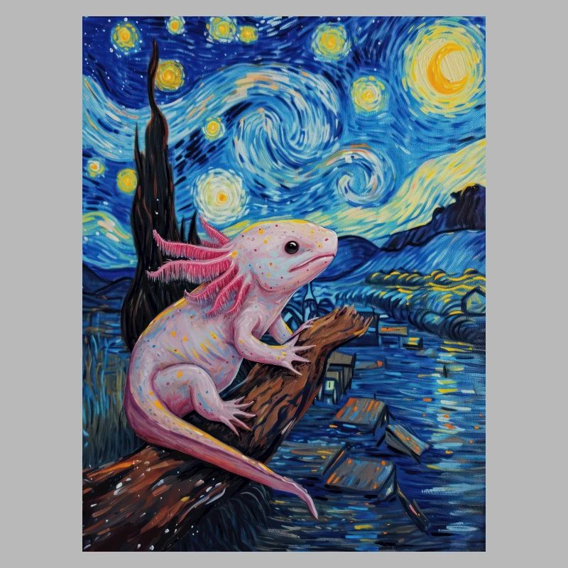 Axolotl Van Gogh Style Starry Night