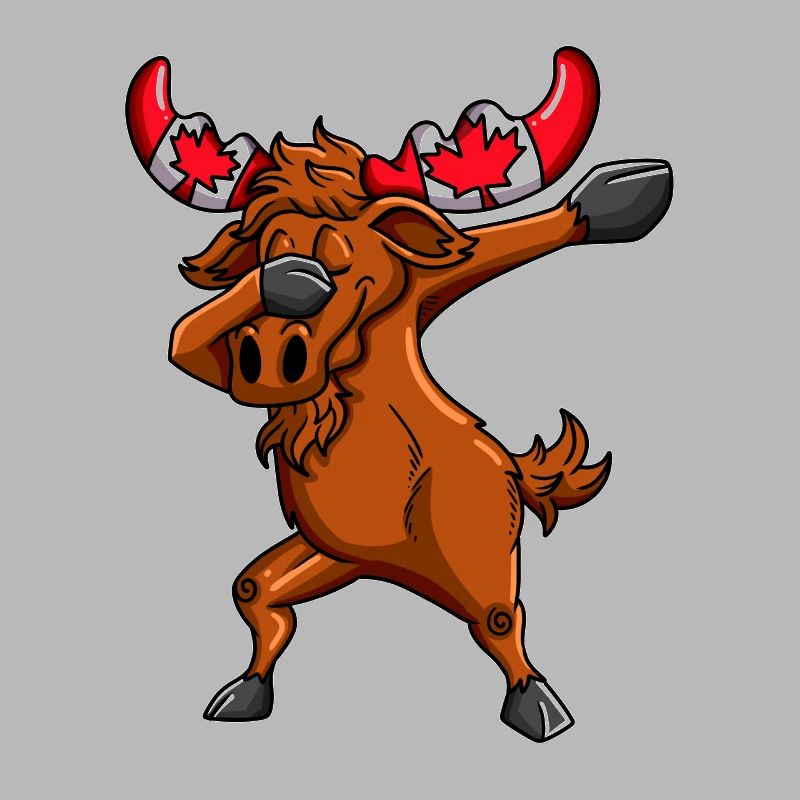 Orignal canadien avec dab dab du drapeau du Canada