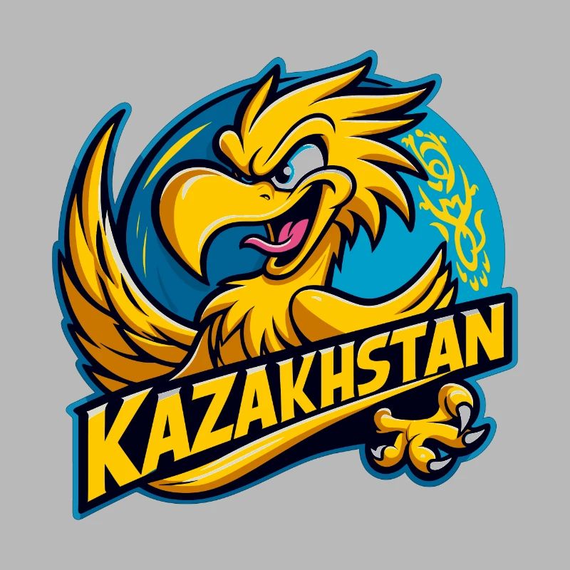 Kazakhstan Eagle Crest Cartoon Flag Gift