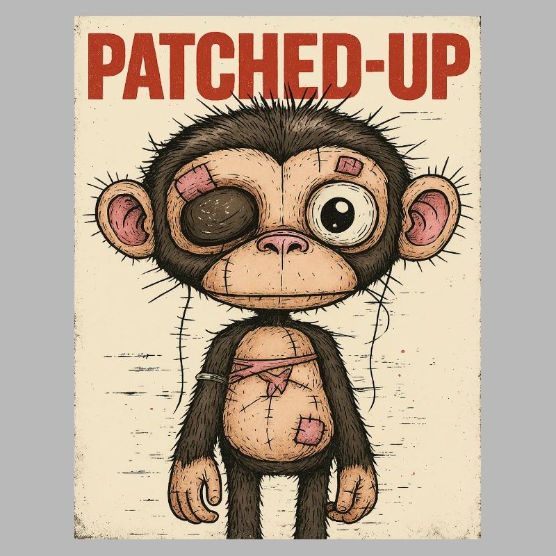Patchwork Affe: Gepatcht und Tapfer