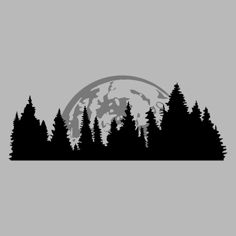 moon night full moon setting tree forest conifer