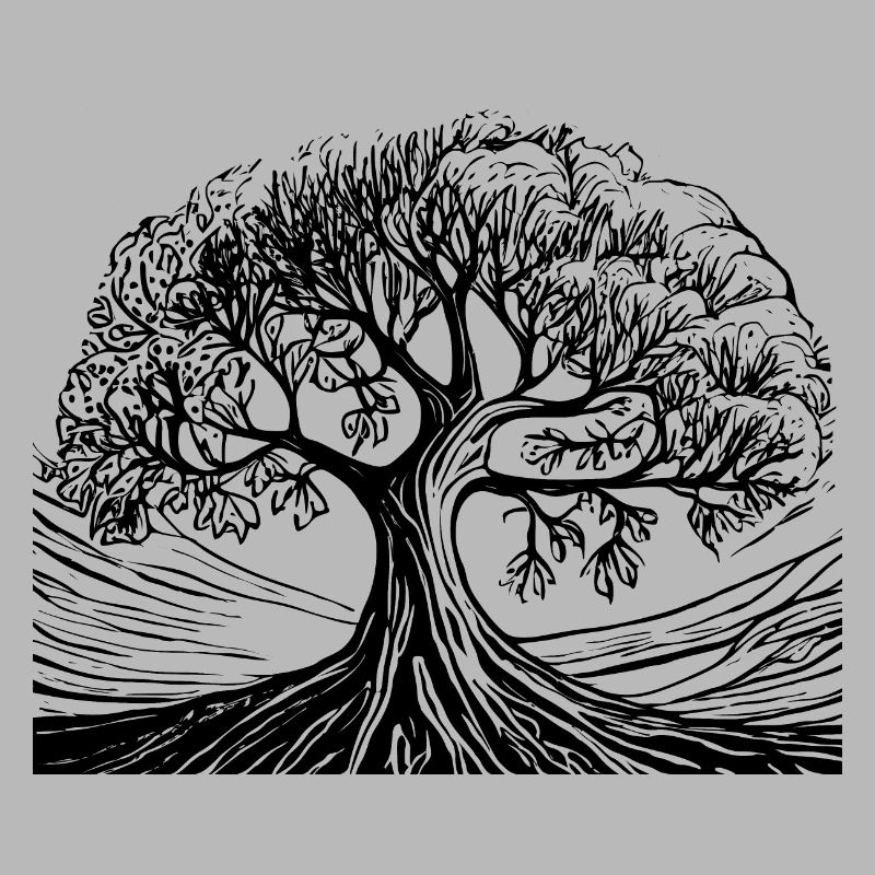 Bonsai forest tree black white