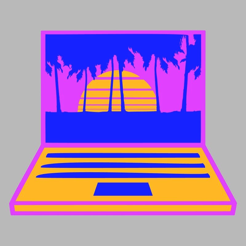 Laptop Computer Screen Palm Trees PC Strip Nerd