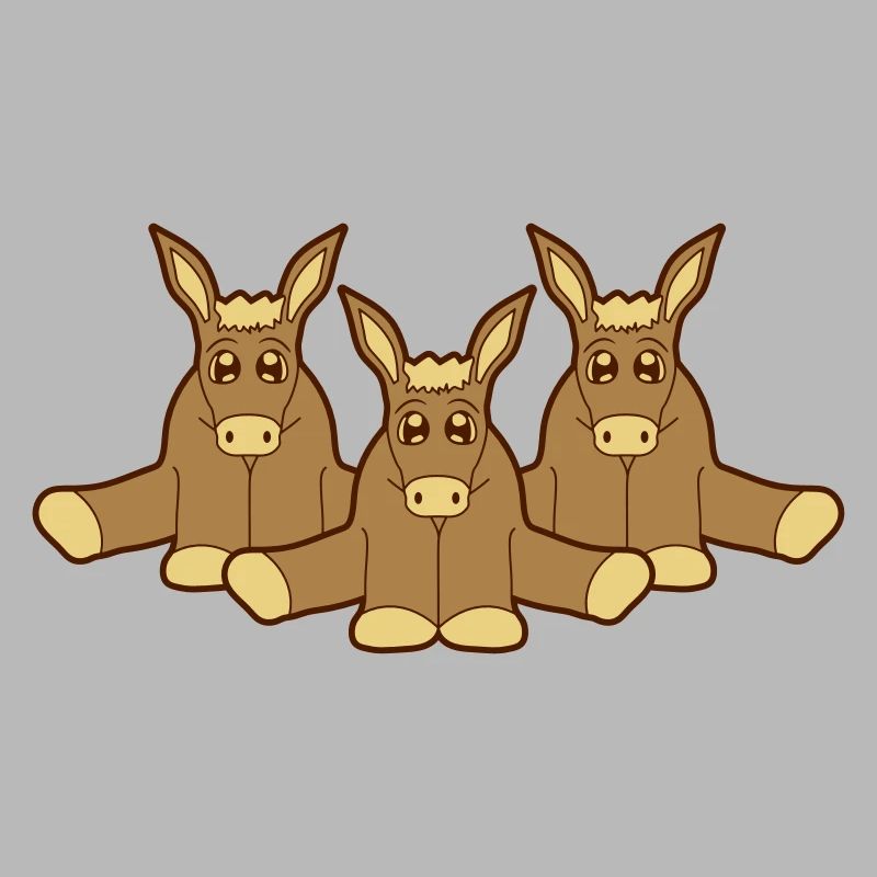 3 amis petit bébé mignon mignon assis âne pf