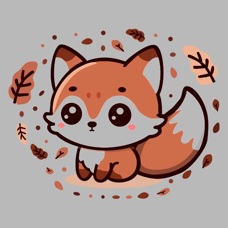 Autumn Charm: Chibi Fox with Fluffy Tail
