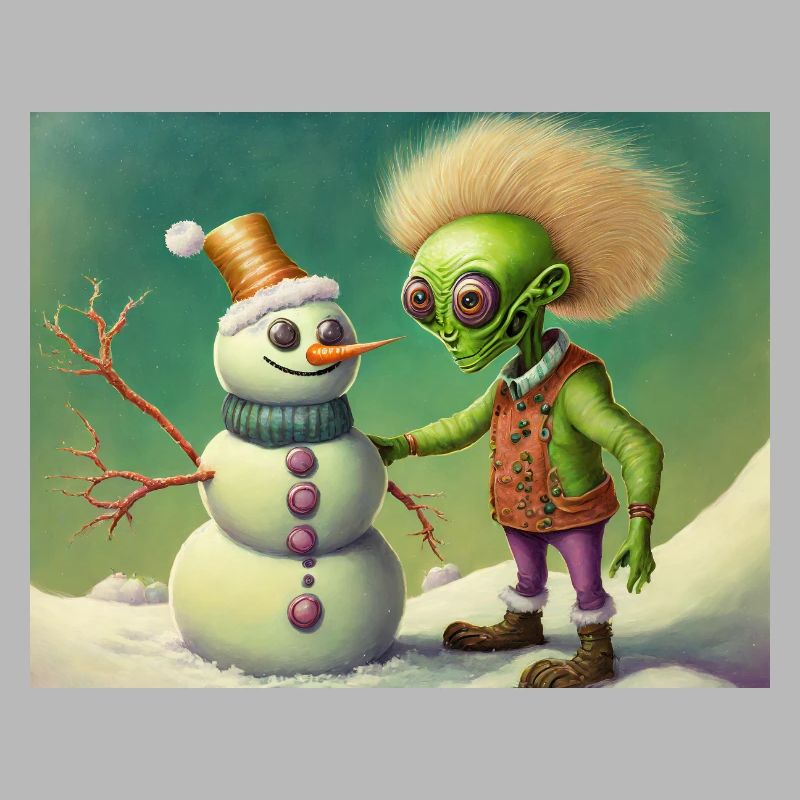 Alien baut einen Schneemann