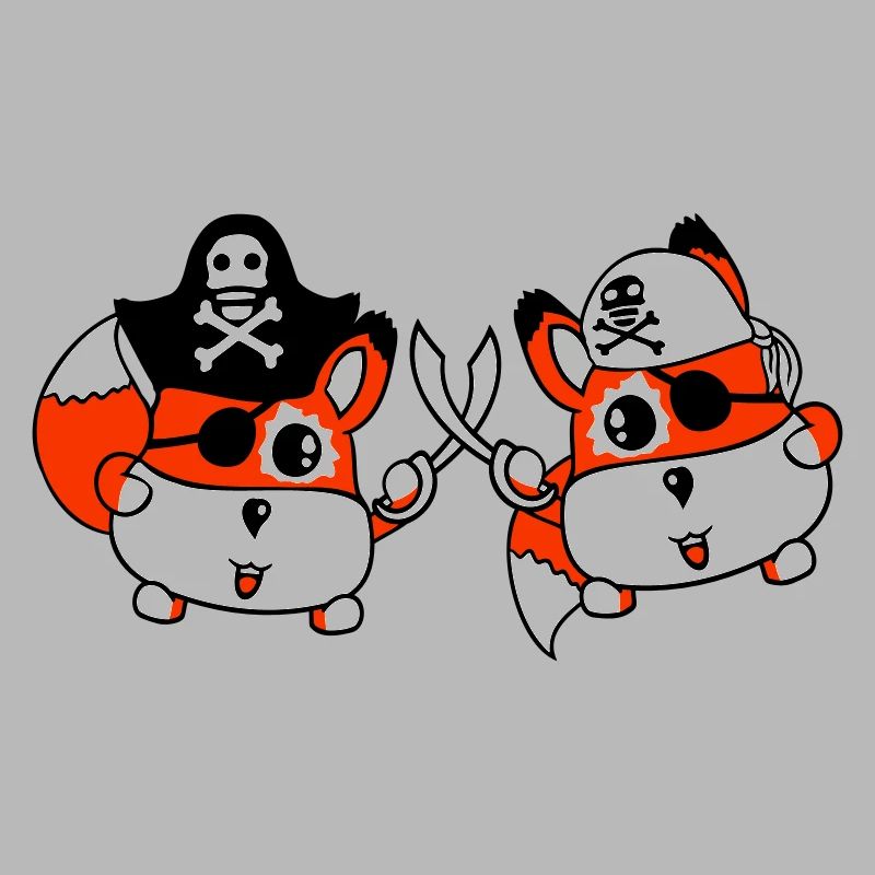 2 petit pirate mignon renards oeil sabre duel