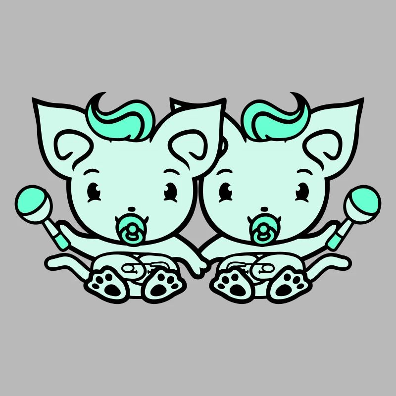 2 pacifiers cats Two baby siblings twins