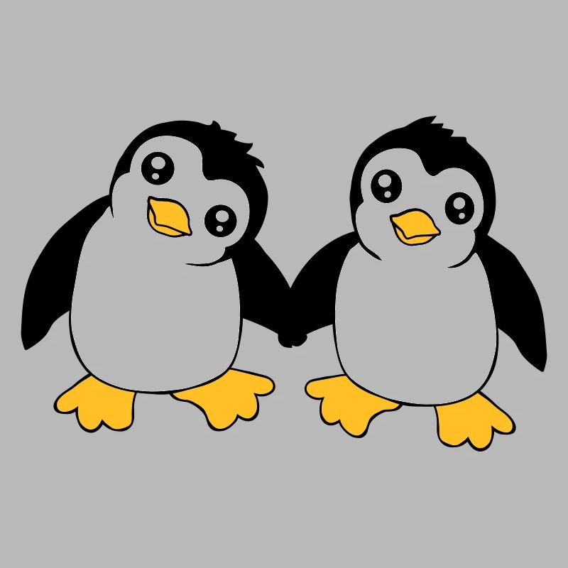 2 mignons petits pingouins drôles amis aiment l’équipe