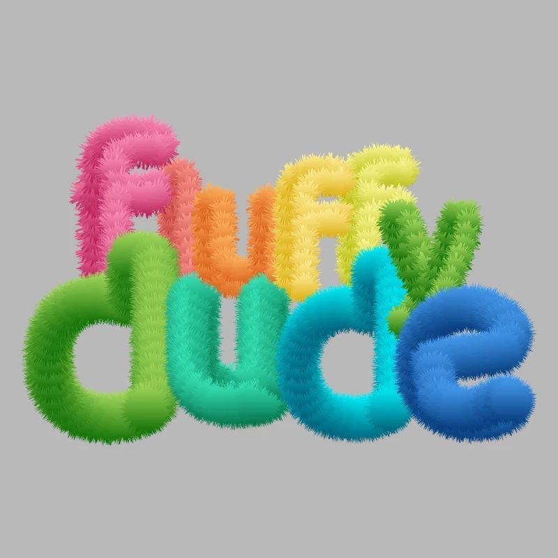 Fluffy Dude - Typographie 3D colorée avec peluche C