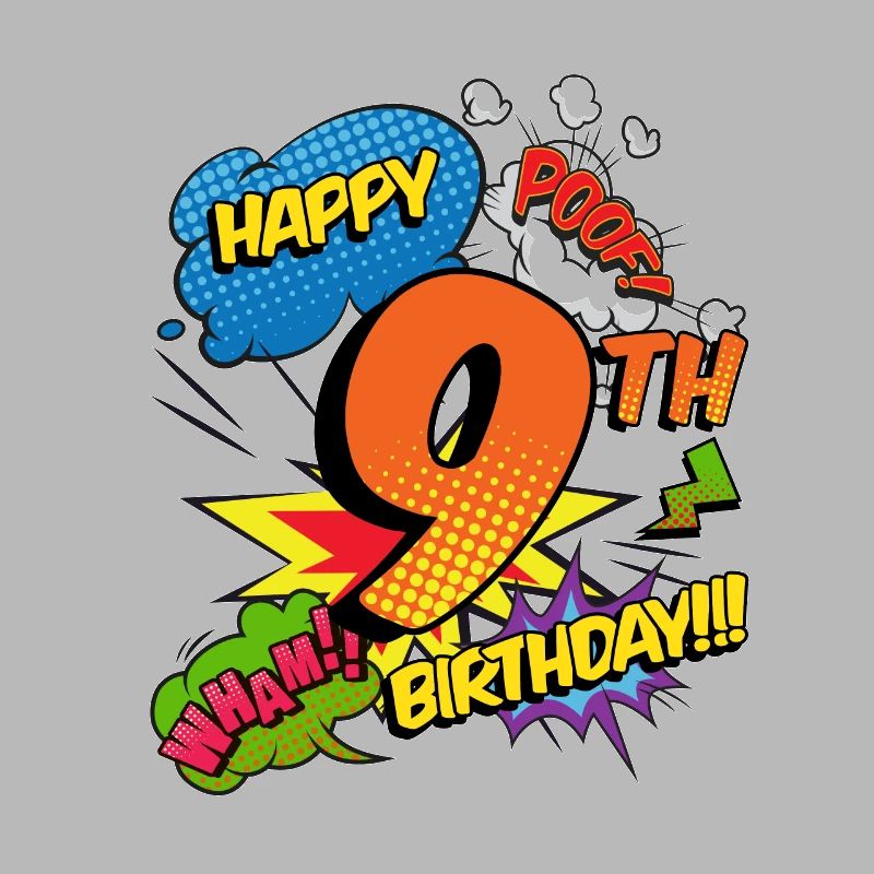 9th Birthday Young Comic Style Superheroes