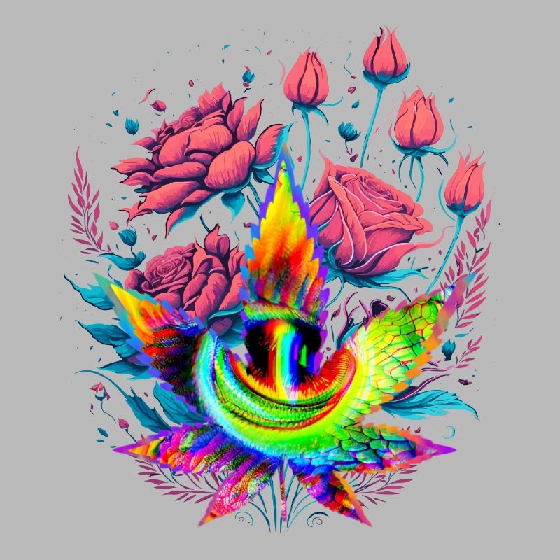 Psychedelic cannabis leaf with dragon eye