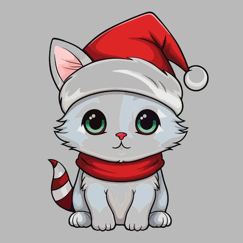 Chat Noël Chat De Noël Mignon Joyeux Catmas
