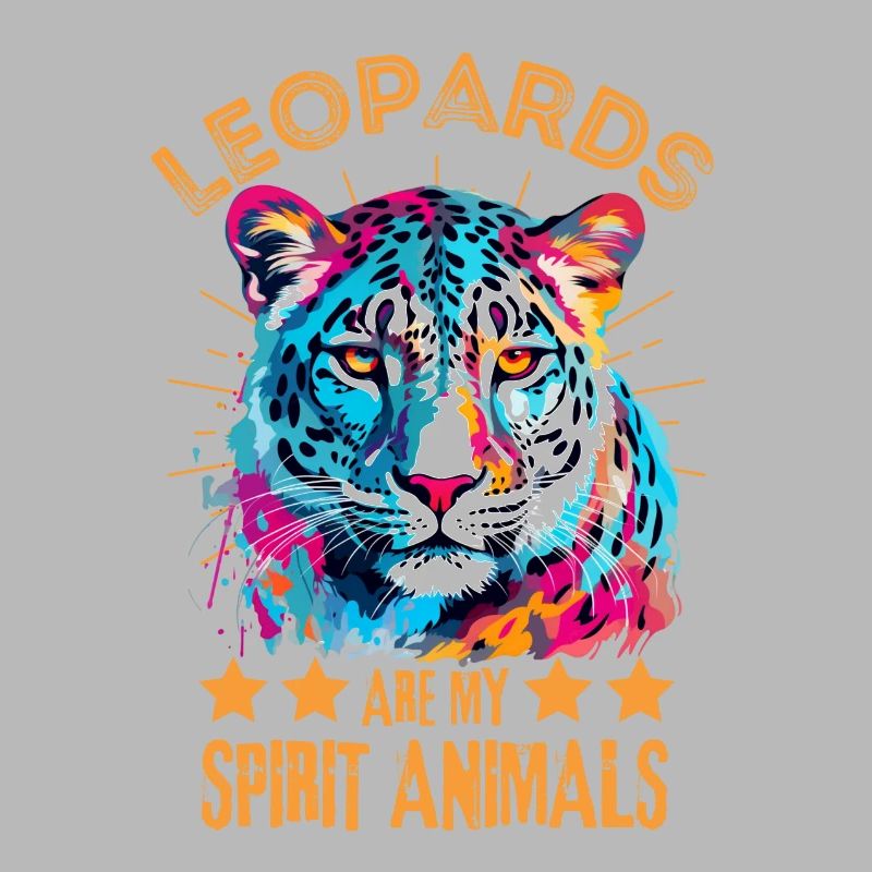 Colorful snow leopard paint splash