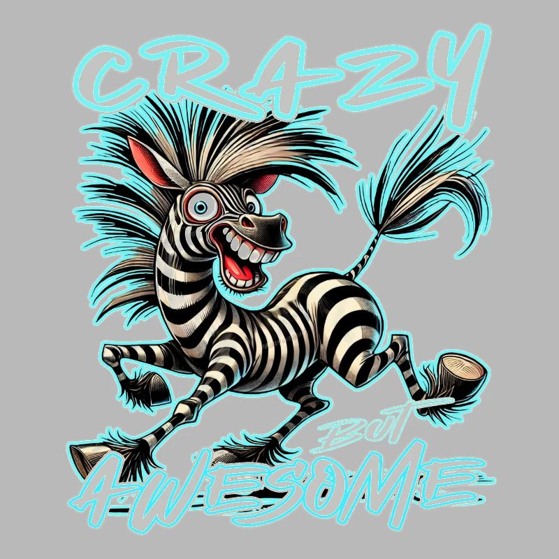 Crazy but Awesome Zebra Comic Style