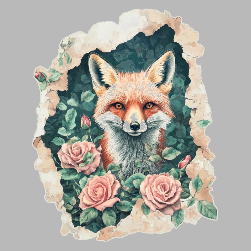 Fuchs mit Rosen Vintage