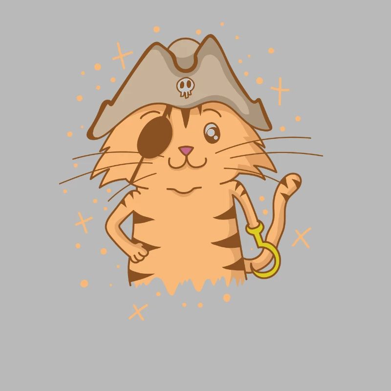 Pirate Cat with Pirate Hat Eye Patch Hook