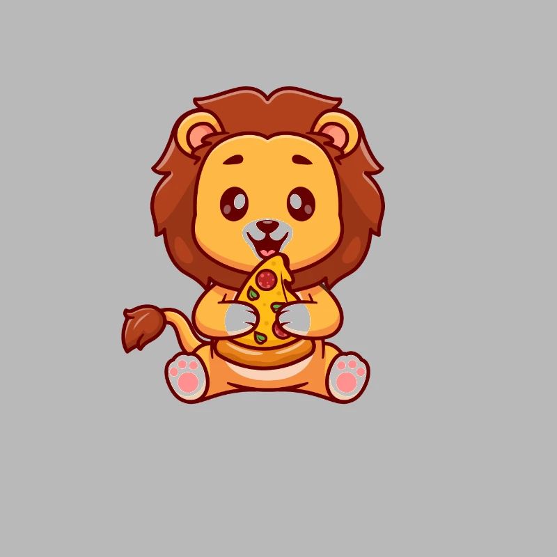 conception de lion doux pour les amateurs de pizza