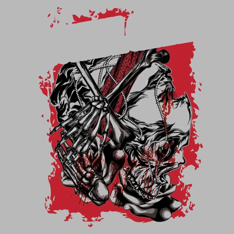 Industrial climber bone red background head