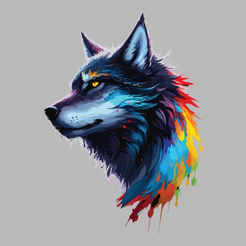 Regenbogen-Aquarell Wolf Spritzt