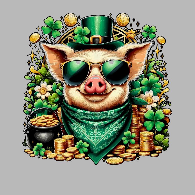 Cochon cool avec trèfle