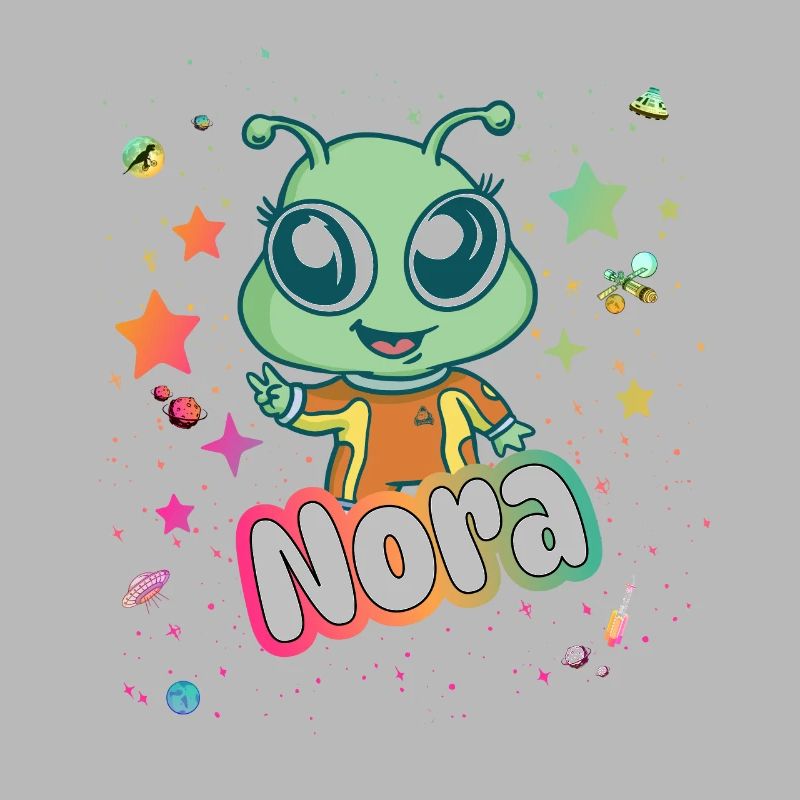 NORA - Schöner Mädchen Name mit süßem Alien