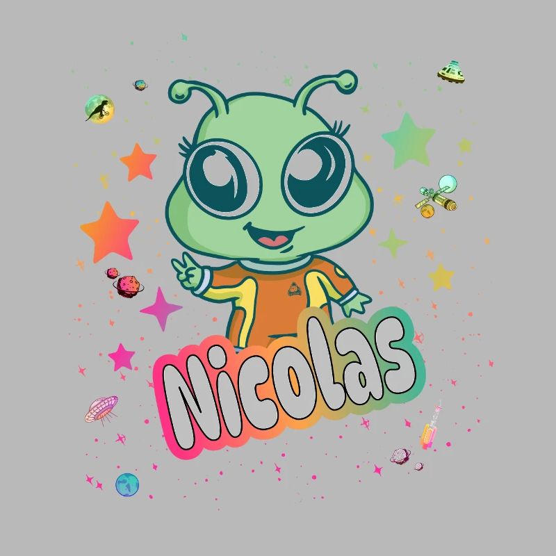 NICOLAS - Beau nom de garçon avec un extraterrestre mignon