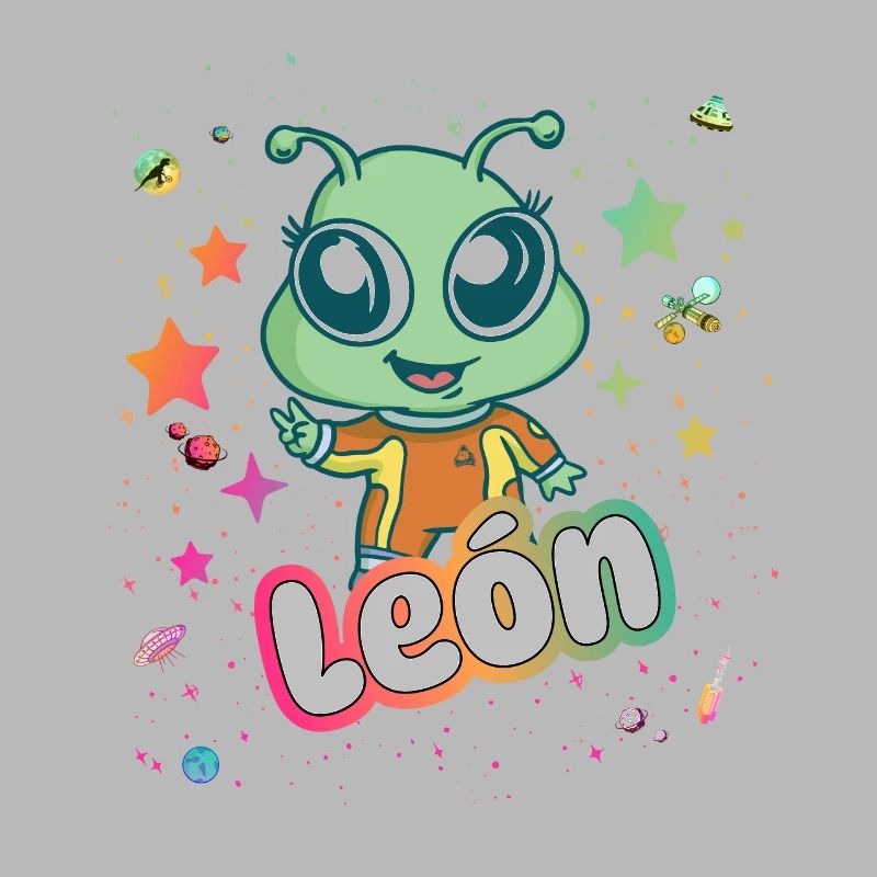 LEÓN - Beau nom de garçon avec extraterrestre mignon