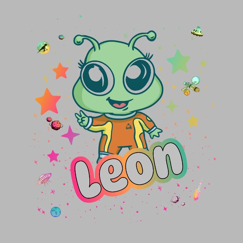 LEÓN - Schöner Junge Name mit süßem Alien