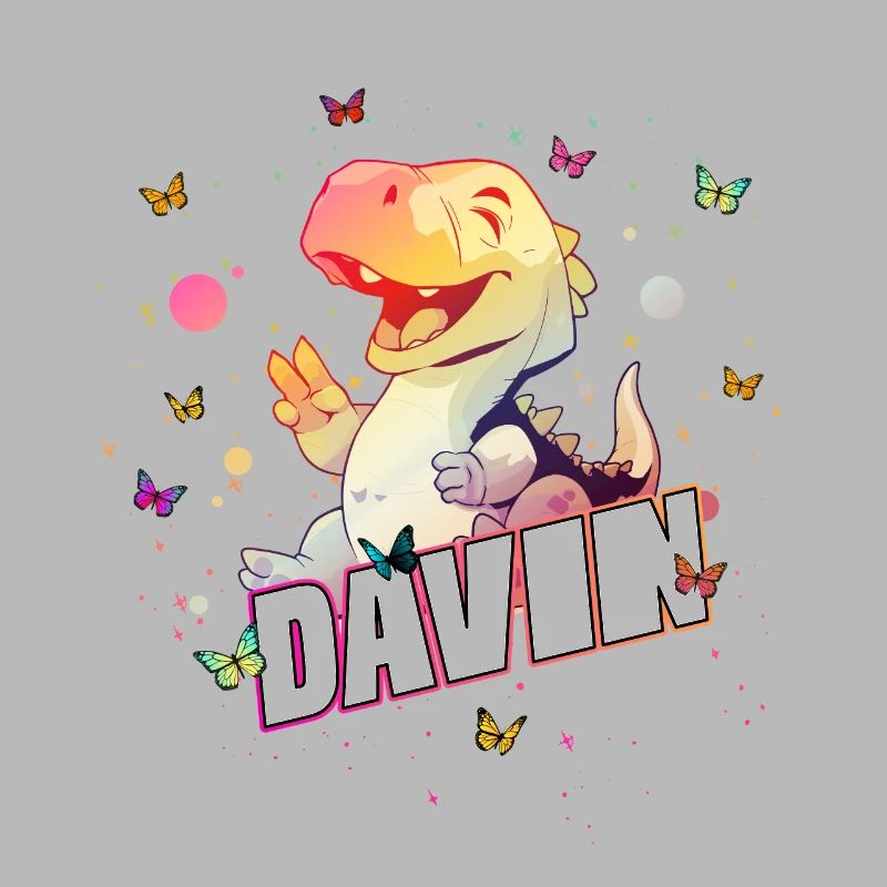 DAVIN - Beau nom de garçon avec mignon DINO T-REX