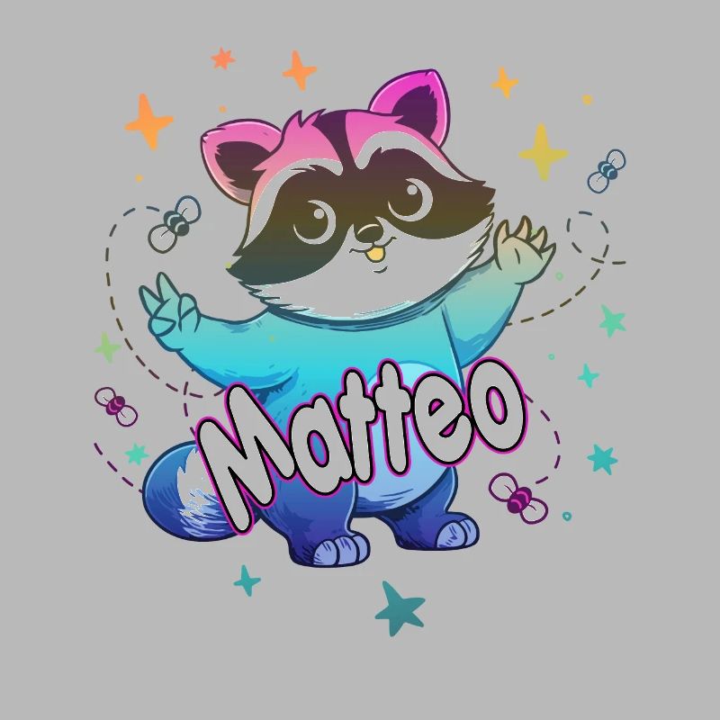 MATTEO - Beau nom de garçon avec un raton laveur mignon