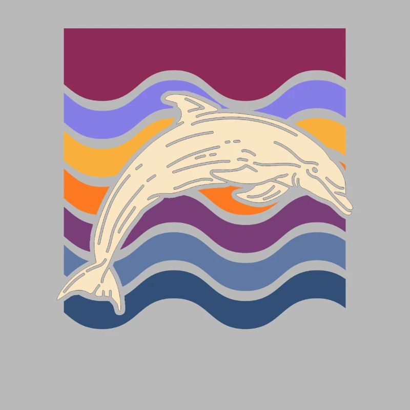 Dolphin on colored waves