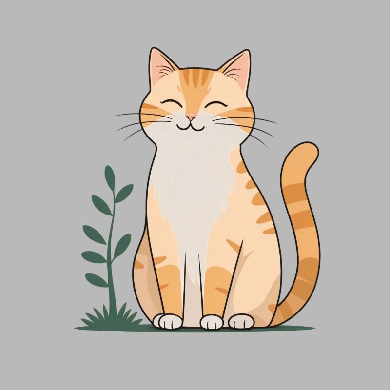 Chat Orange Joyeux en Vert