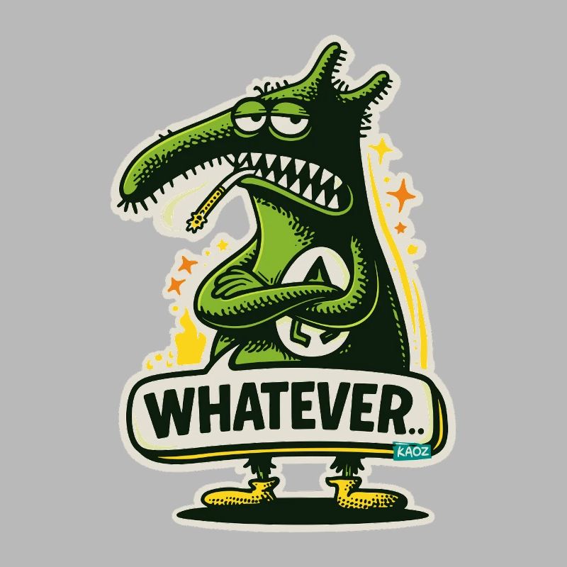 Dino Monstre Vert avec Peu importe l’Attitude
